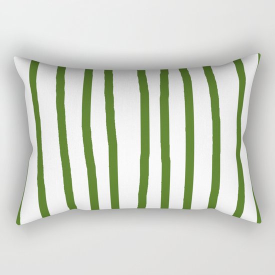 Simply Drawn Vertical Stripes in Jungle Green Rectangular Pillow