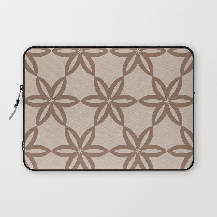 Geometric Flowers Pattern - Brown Laptop Sleeve