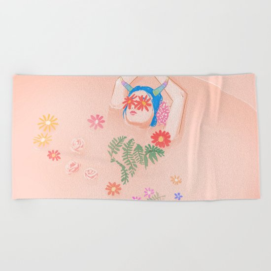 Flower Bath Beach Towel