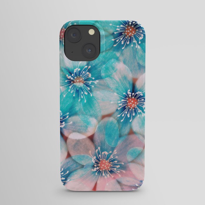 Flowers from Pink to Turquoise iPhone Case