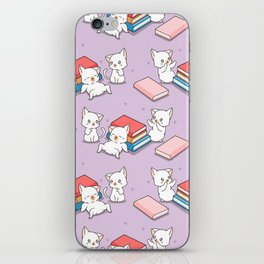 Cats and Books Pattern iPhone Skin