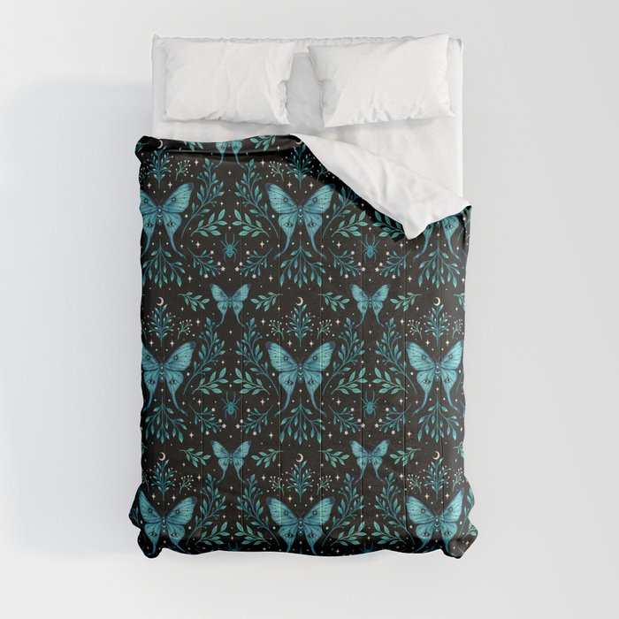 Mystical Luna Moth - Turquoise Comforter