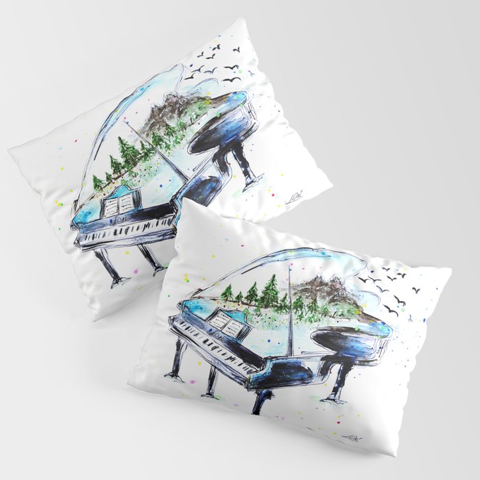 Piano with nature Pillow Sham