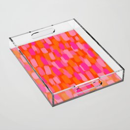 Abstract, Paint Brush Stroke, Pink and Orange  Acrylic Tray