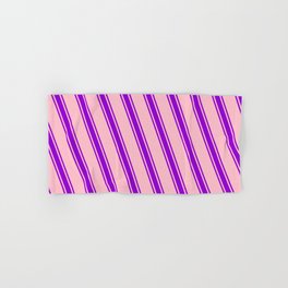 [ Thumbnail: Pink and Dark Violet Colored Lines Pattern Hand & Bath Towel ]