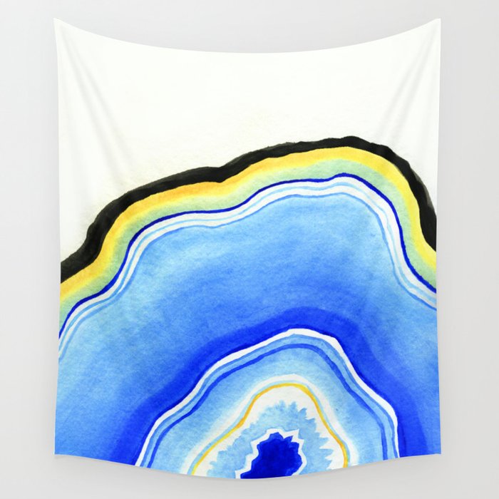 Blue Watercolor Agate Wall Tapestry