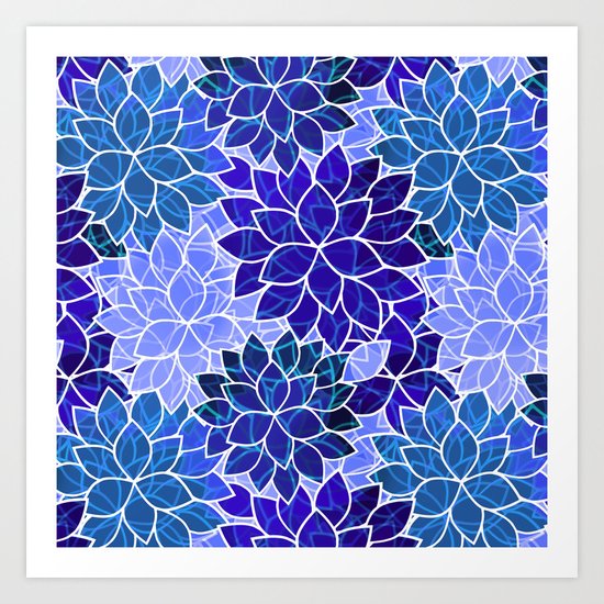 Azurite Blue Flowers Art Print