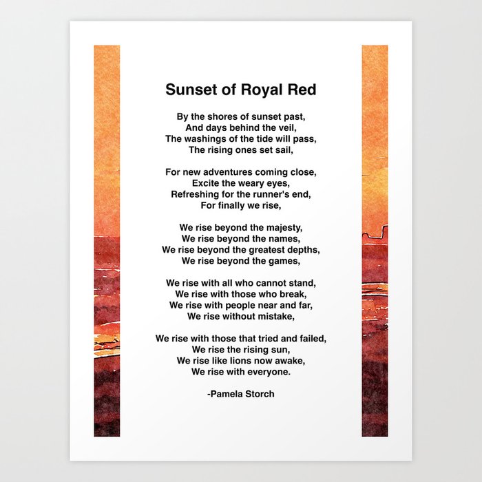 Sunset of Royal Red Poem Art Print