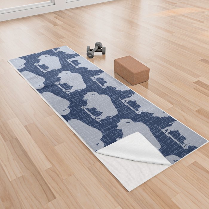 Buffalo Bison Pattern 280 Indigo Denim Yoga Towel