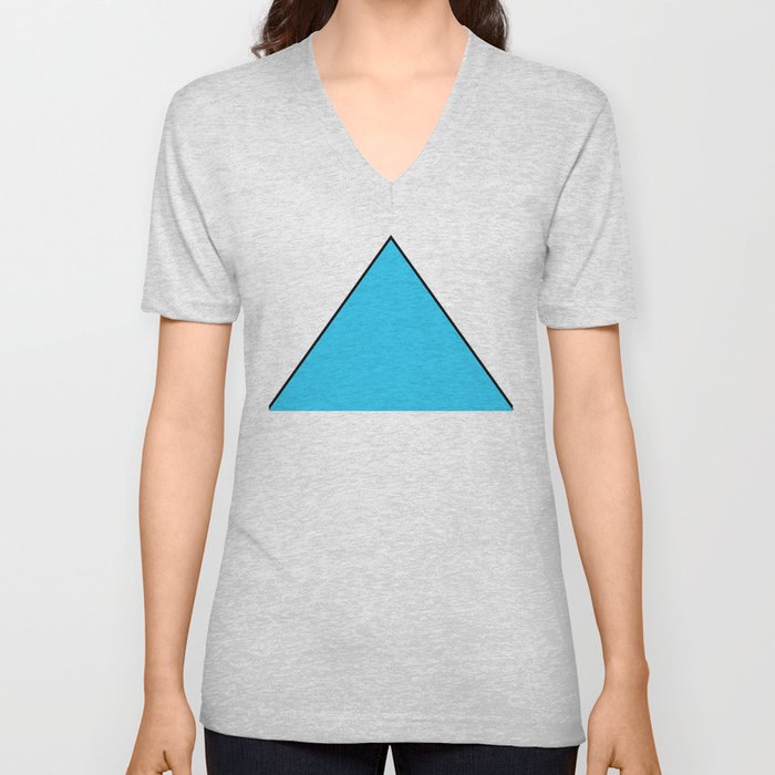 Blue Pyramid Triangle on White Background V Neck T Shirt