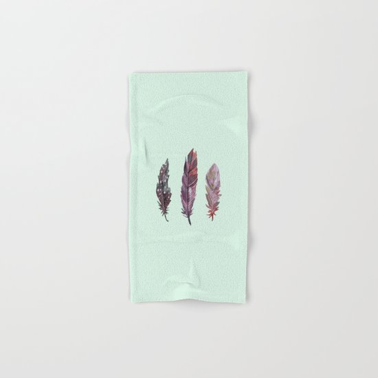 watercolor feathers (mint green) dos Hand & Bath Towel