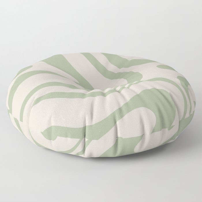 Liquid Swirl Abstract Pattern in Almond and Sage Green Floor Pillow