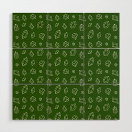 Green and White Gems Pattern Wood Wall Art