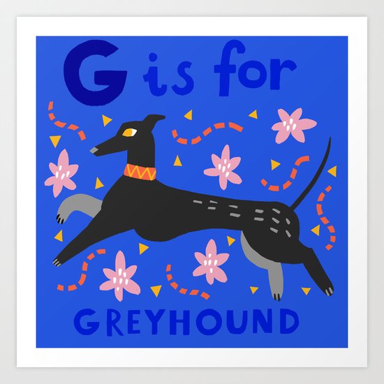 G is for greyhound Art Print