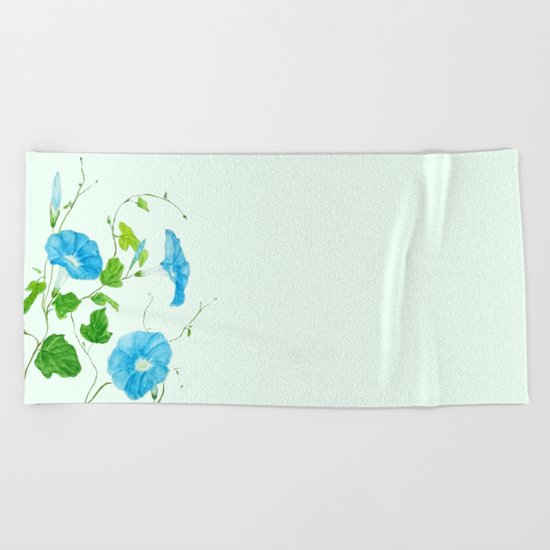 blue morning glory Beach Towel