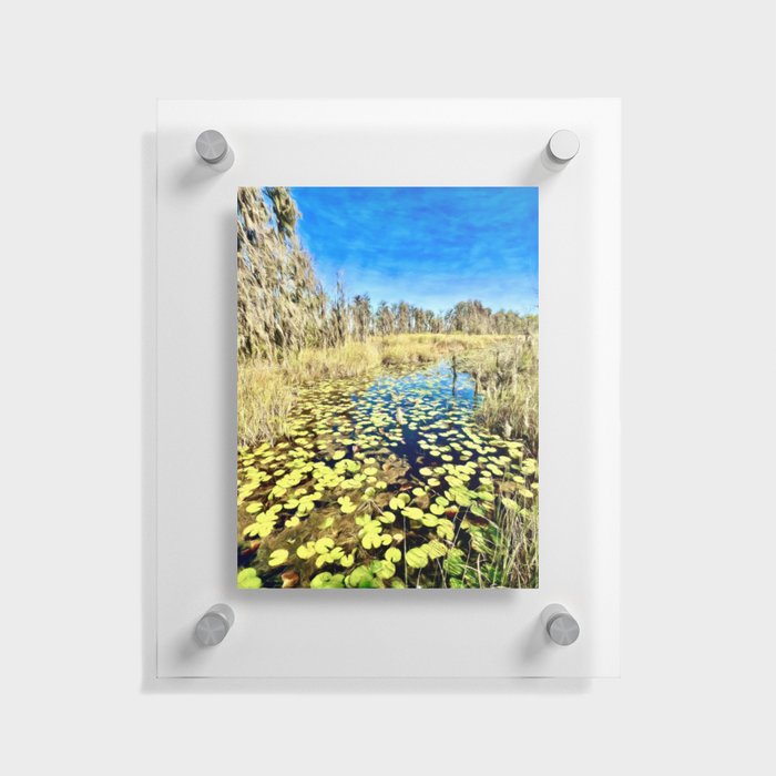 Cypress Swamp and Lily Pads Floating Acrylic Print
