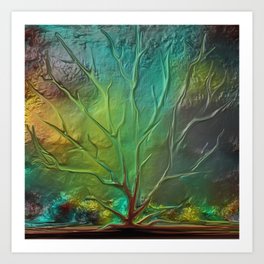Metal Color tree Art Print | Painting, Abstract, Digital, Tree, Green, Metalcolors 