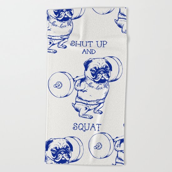 Pug Squat Beach Towel