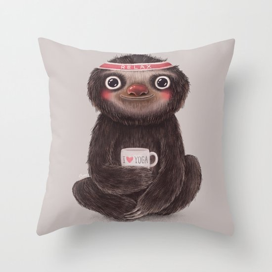 Sloth I♥yoga Throw Pillow