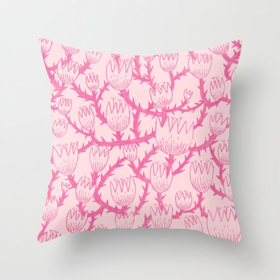 Pink Thorn Throw Pillow