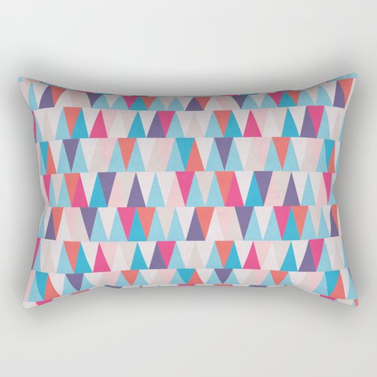 Blue & Pink Geometric Triangle Pattern Rectangular Pillow