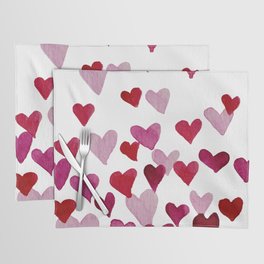 Valentine's Day Watercolor Hearts - pink Placemat