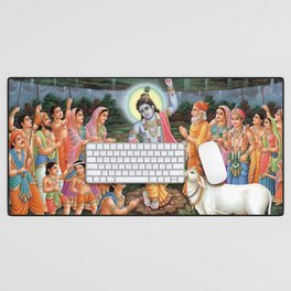 Krishna Lifting Mount Govardhan Desk Mat