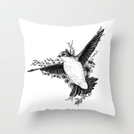 Swallow in leaves Throw Pillow
