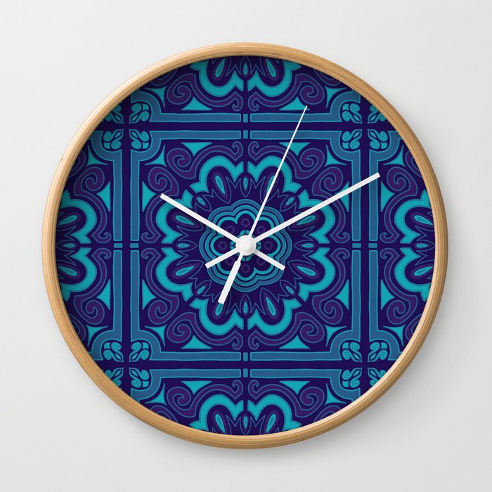 Paisley Tile - Blue - Pattern Wall Clock