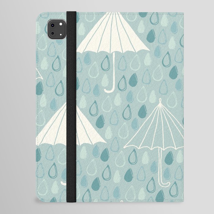 Rainy day - umbrellas and rain iPad Folio Case