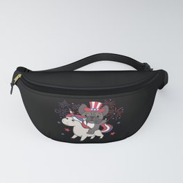 Dog With Unicorn For The Fourth Of July Fireworks Fanny Pack