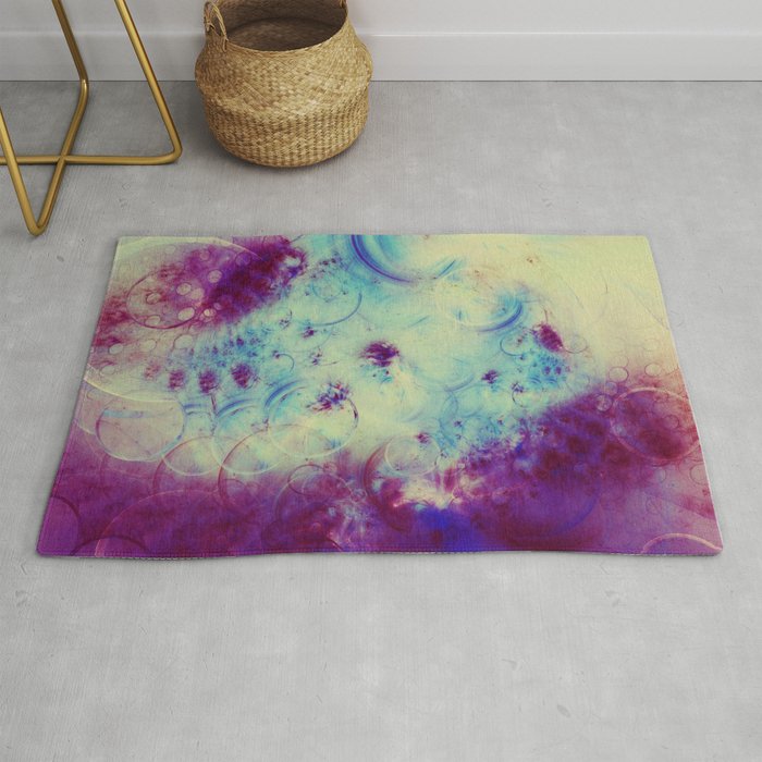 Magenta & Cream Liquid Swirl Abstract Artwork Rug