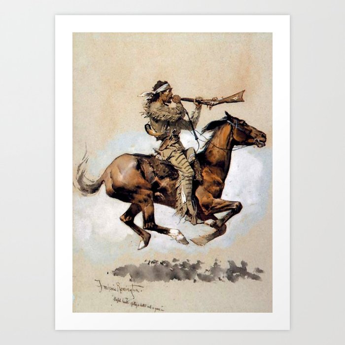 Frederic Remington “Buffalo Hunter Spitting Bullets” Western Art Art Print