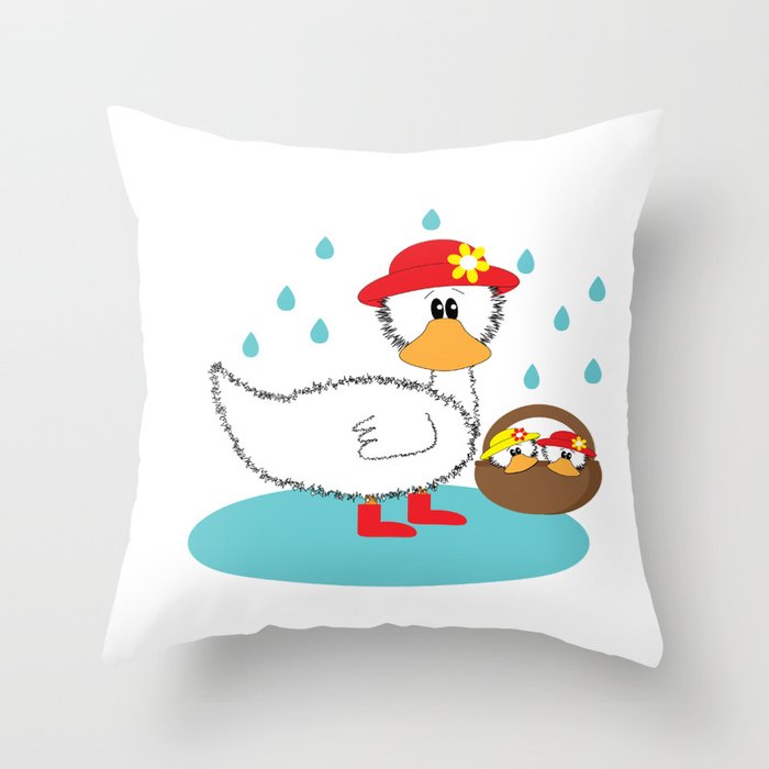 Duck & Ducklings Throw Pillow
