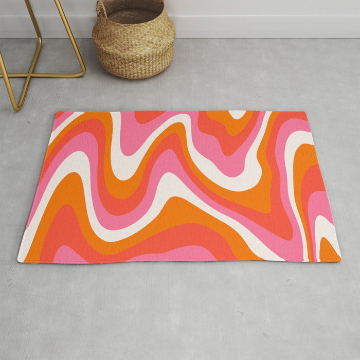 Retro Pink and Orange 70s Abstract Rug