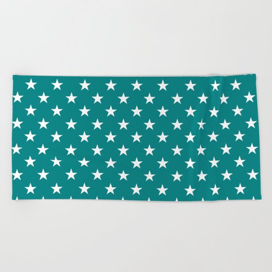 Stars (White/Teal) Beach Towel