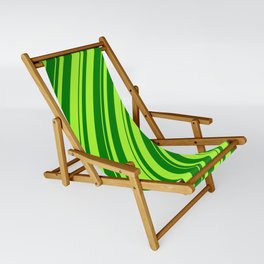 [ Thumbnail: Light Green & Green Colored Striped Pattern Sling Chair ]