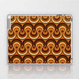Brown, Orange & Ivory Wavy Lines Retro Pattern Laptop Skin