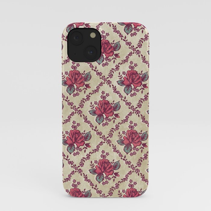 Checked Rose Pattern iPhone Case