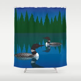 Loons in a Woodland Lake Shower Curtain