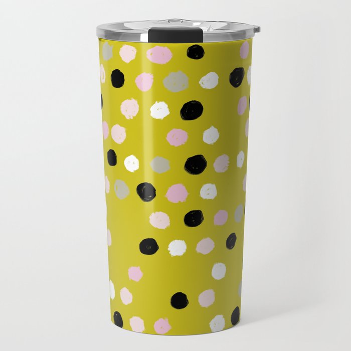 Scatter Dots in Mustard Mix Travel Mug