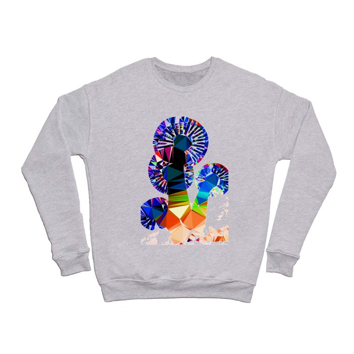 Glass Mushrooms Low Poly Abstract Digital Art Painting Crewneck Sweatshirt