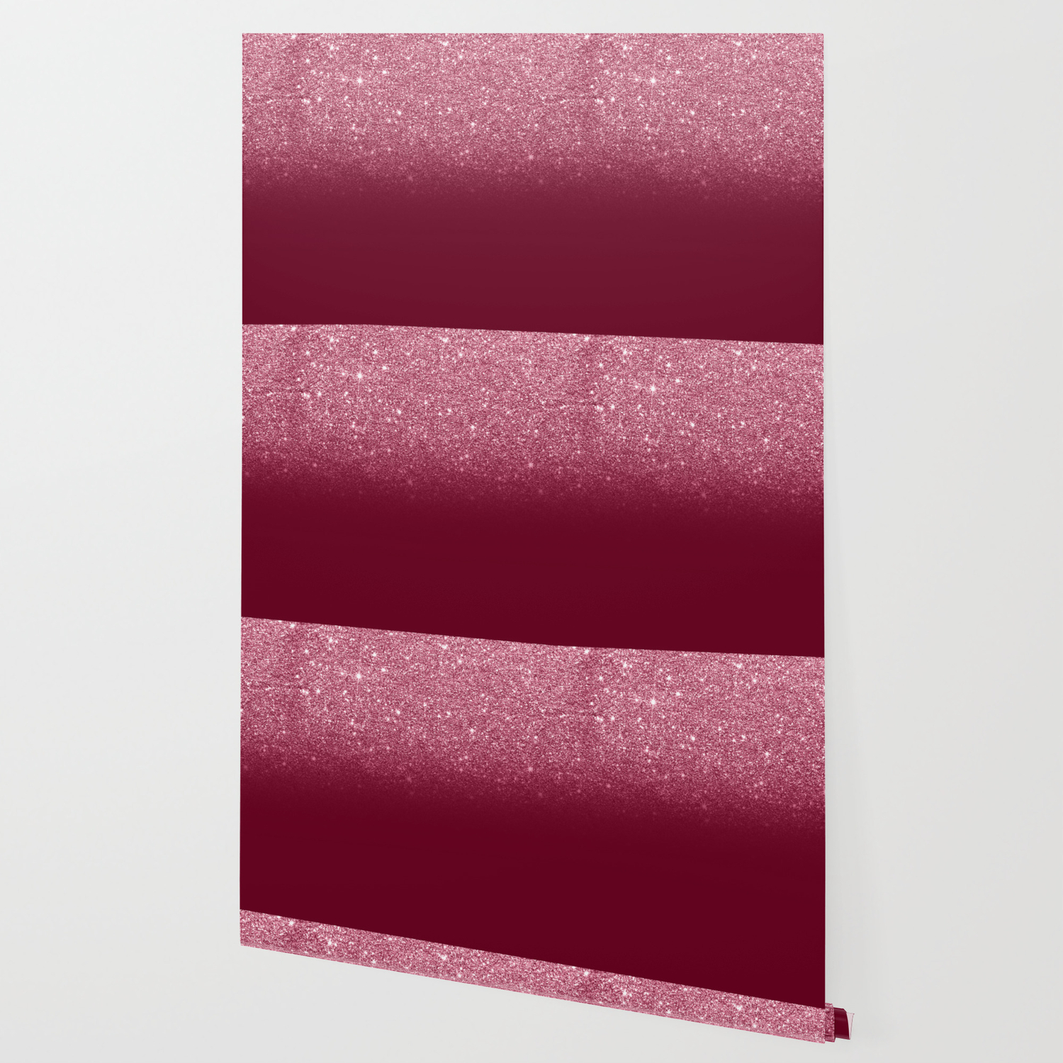 Modern Chic Burgundy Glitter Ombre Dark Red Color Block Wallpaper