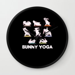 Bunny Yoga Cute Bunnies Do Sport Wall Clock