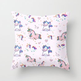 Kids Mix Unicorn - Pink Throw Pillow