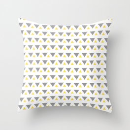 Yellow and grey triangle pattern Throw Pillow