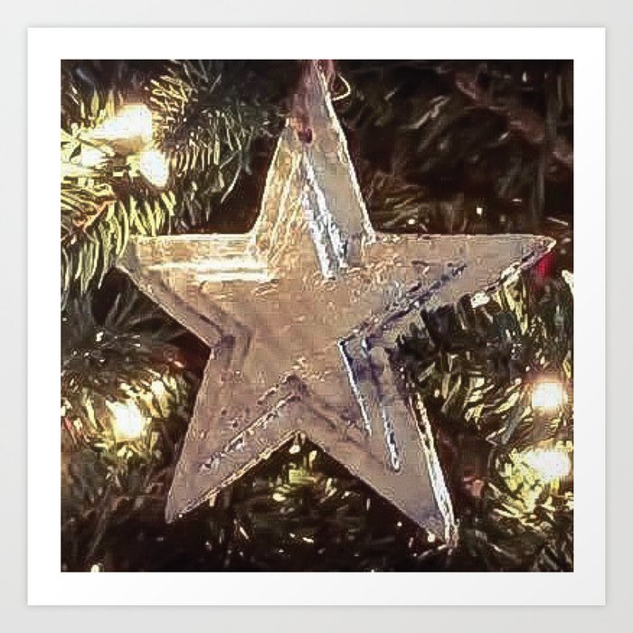 Silver Star Hanging on the Christmas Tree Art Print by Pulaski Shepherd