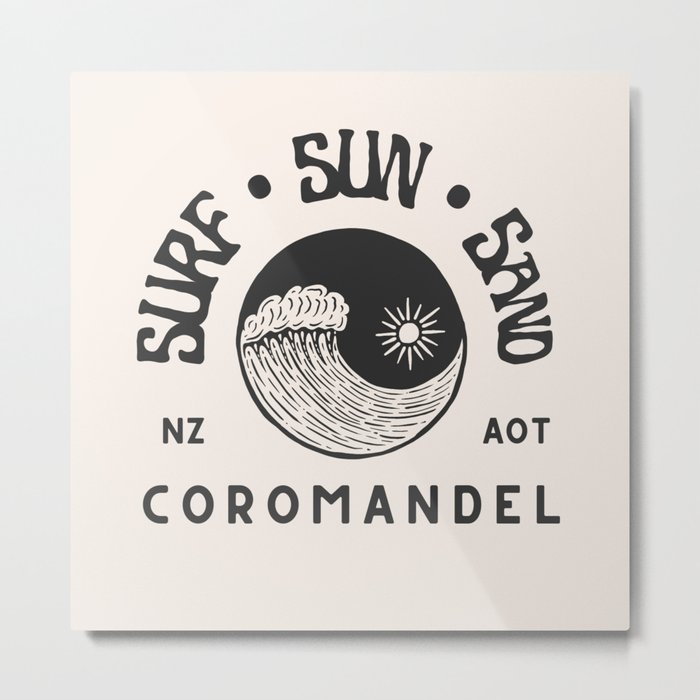 Coromandel - Surf • Sun • Sand retro vintage aesthetic sticker design Metal Print