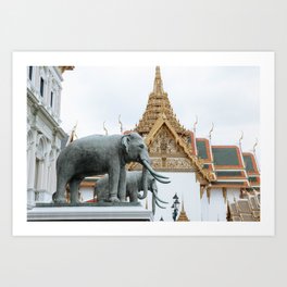 Elephant protecting the temple / Thailand travel photography Art Print