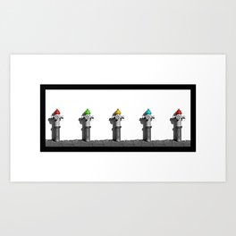 Fire Hydrants in Black and White with a pop of drop color. Art Print | Artwork, Extinguisher, Firefighting, Black And White, Happy, Blackandwhite, Pop, Monochromatic, Photo, Modern 